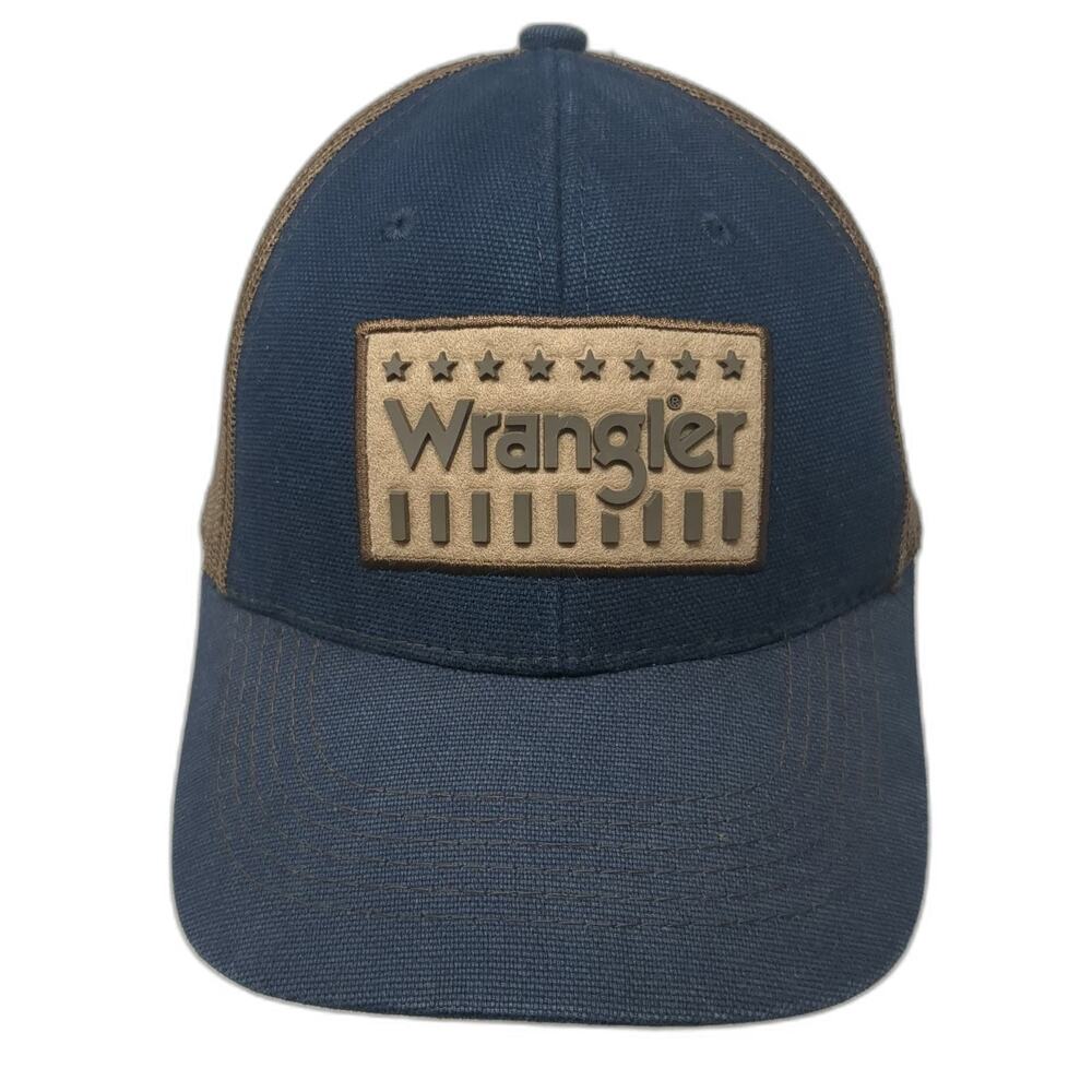 Wrangler Trucker Hat Blue One Size Mesh Back Snapback Front Graphic Logo Patch